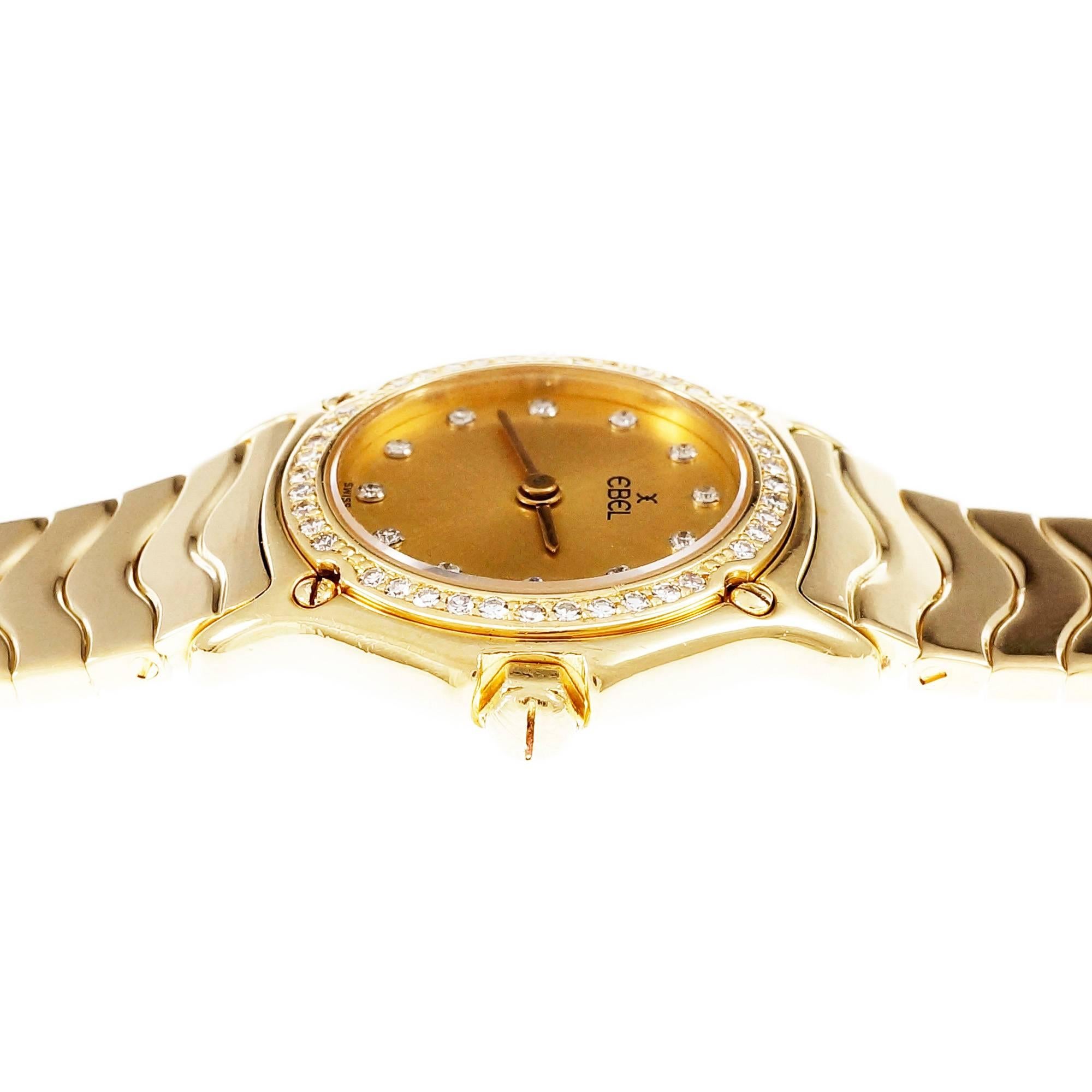 Ebel Ladies Diamond Gold Wave Wristwatch 2
