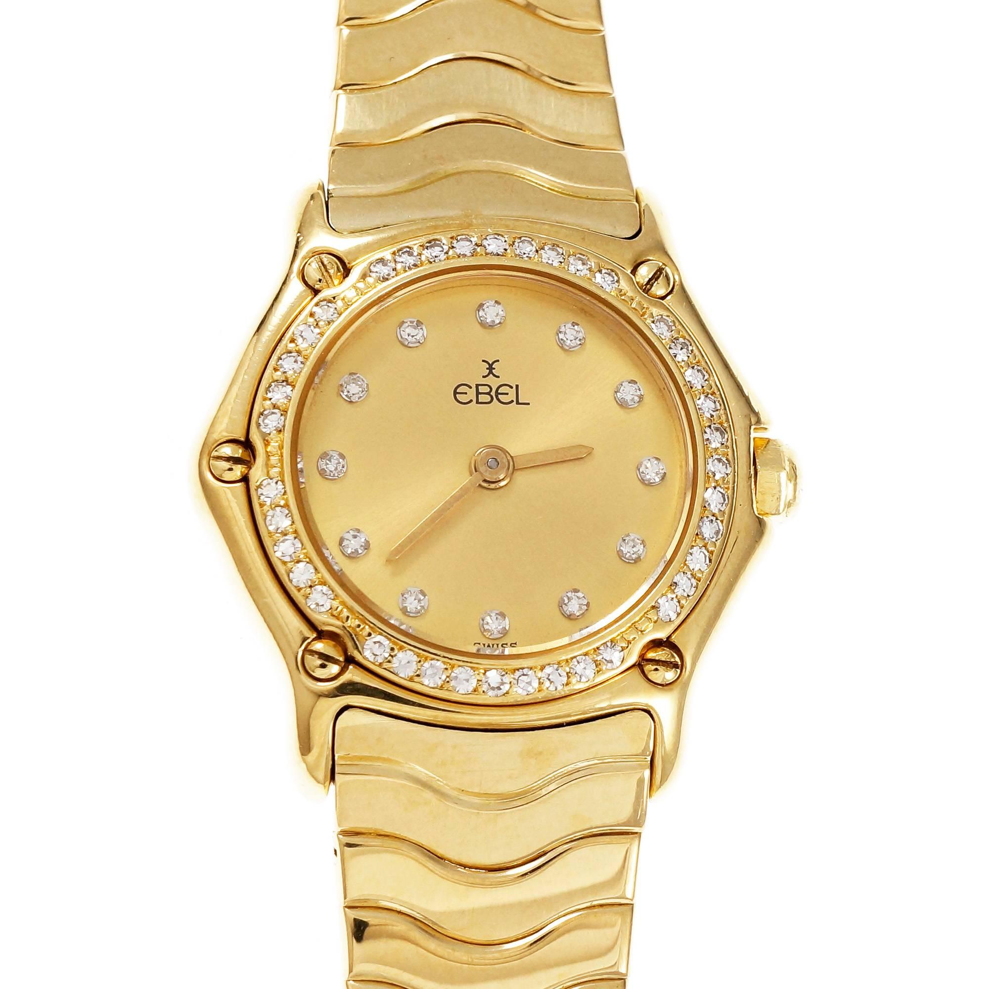 Ebel Ladies Diamond Gold Wave Wristwatch
