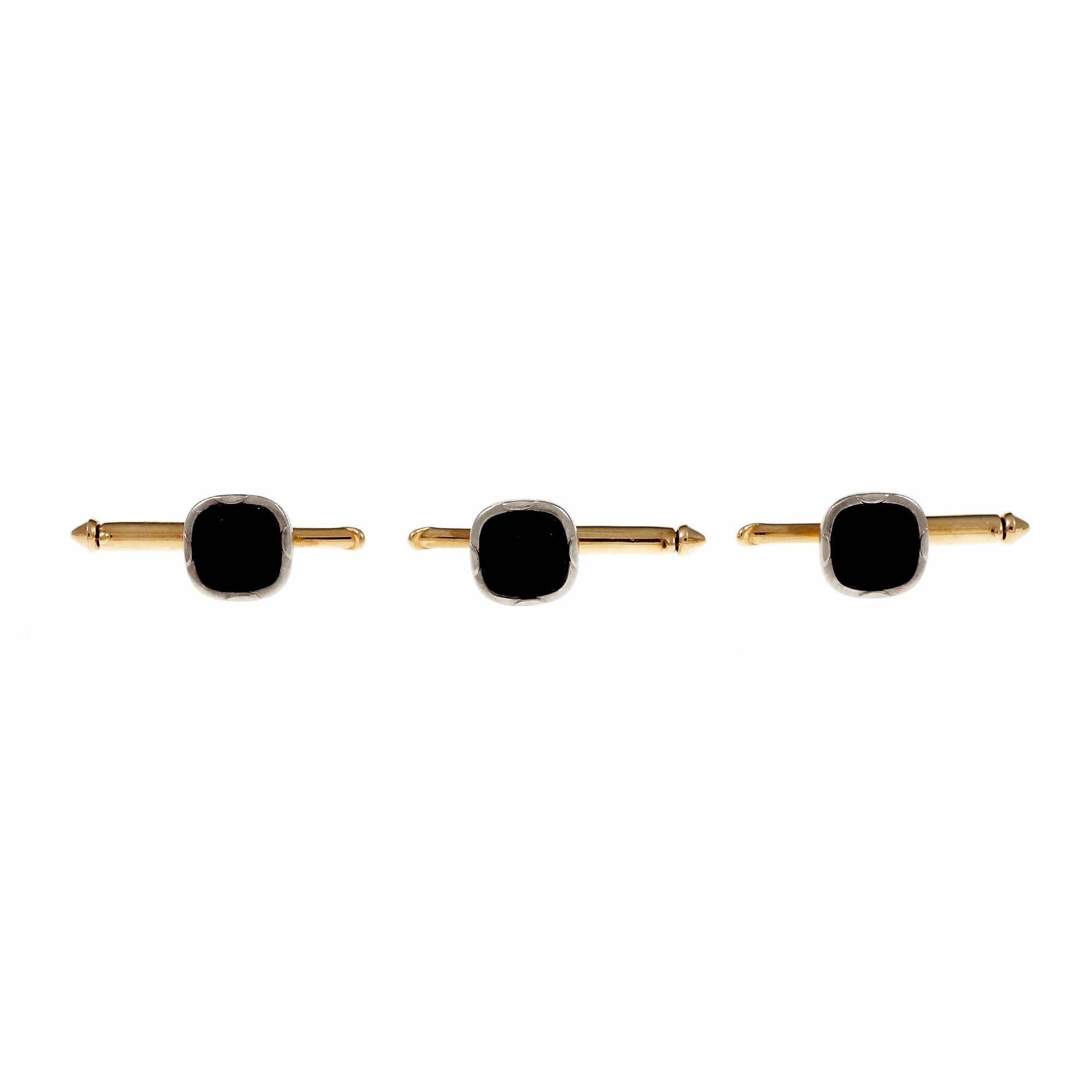 Men's Larter & Sons Men’s Onyx Platinum Gold Dress Set Cuff-Links