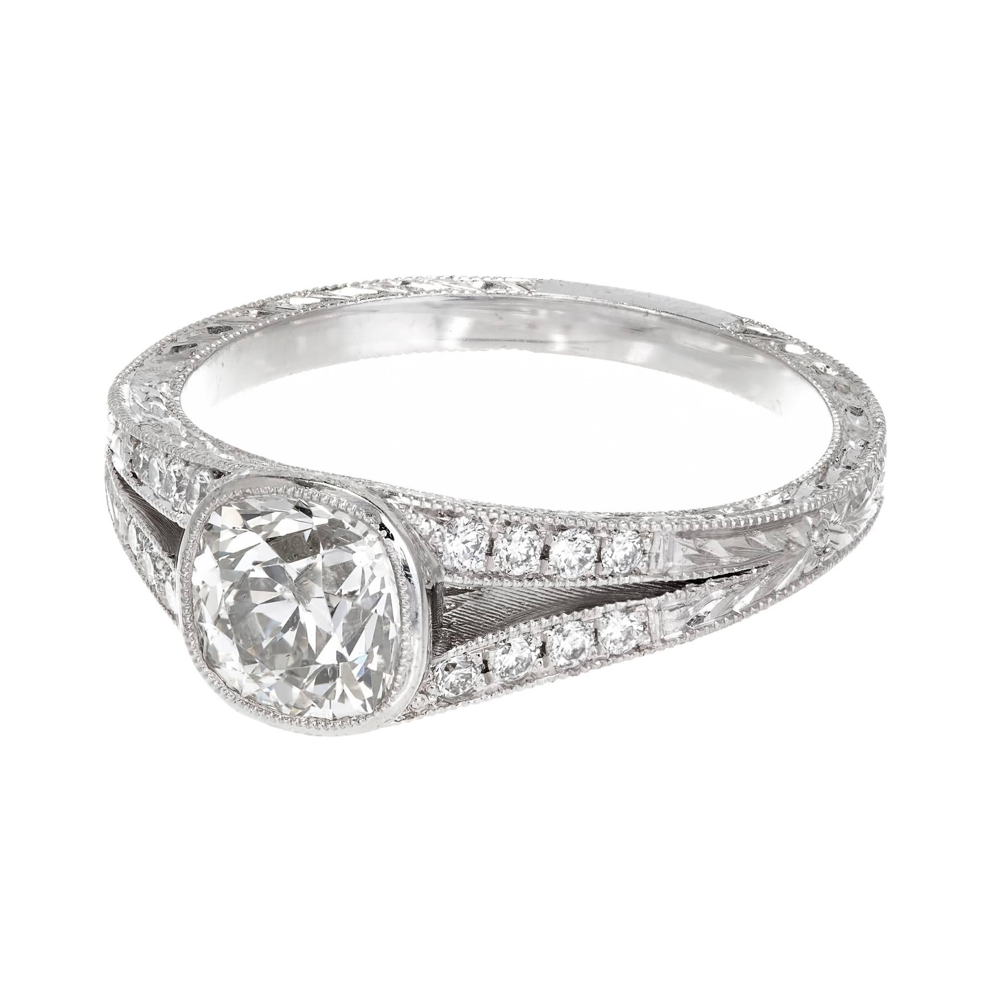 Peter Suchy 1.09 Carat Diamond Platinum Split Shank Engagement Ring For Sale 1