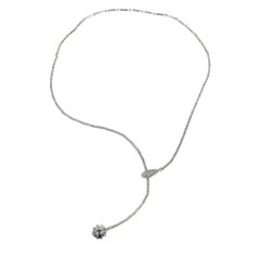 1.50 Carat Pave Diamond Ball Adjustable Gold Drop Necklace