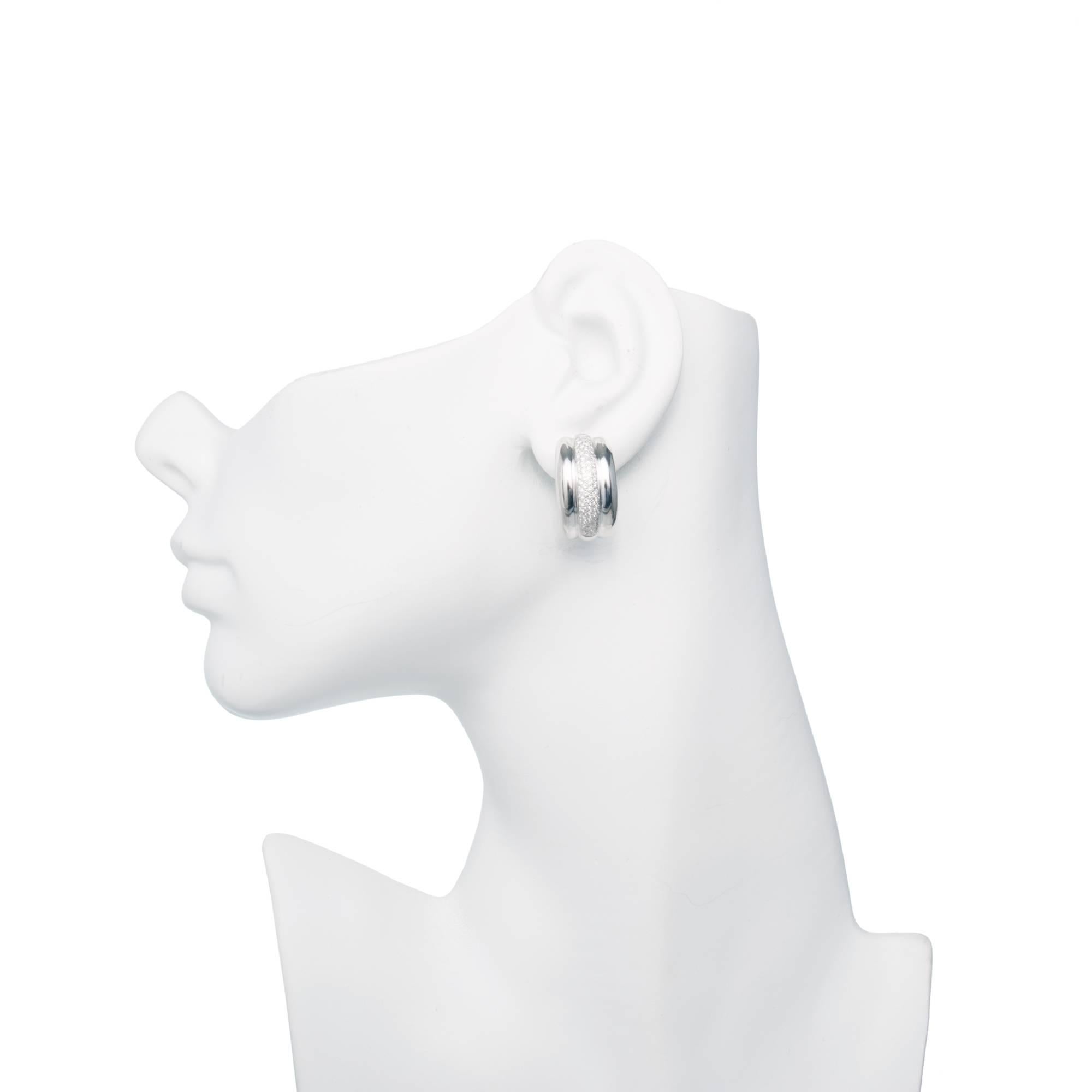 Women's Diamond Pavé White Gold Hoop Clip Post Earrings