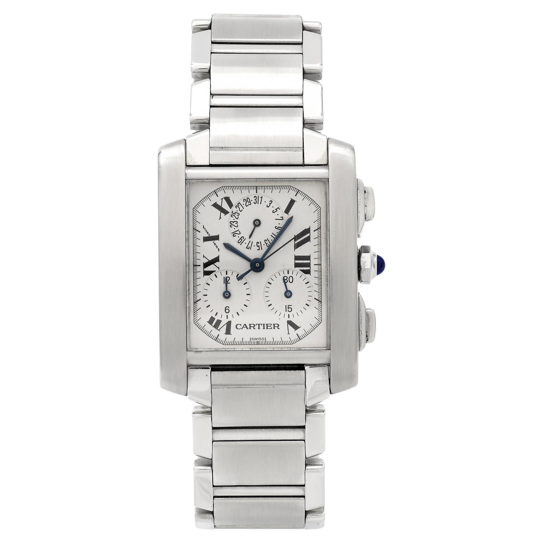 Cartier Stainless Steel Tank Francaise Chronograph Wristwatch Ref 2303