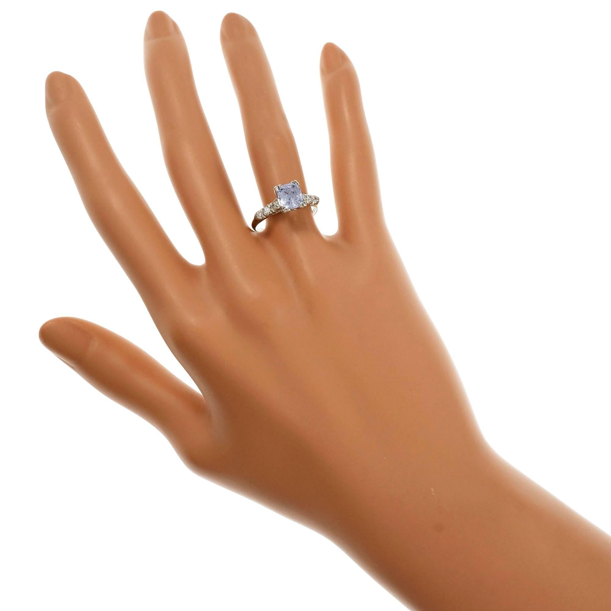Women's 1.45 Carat Light Violet GIA Certified Sapphire Diamond Platinum Engagement Ring