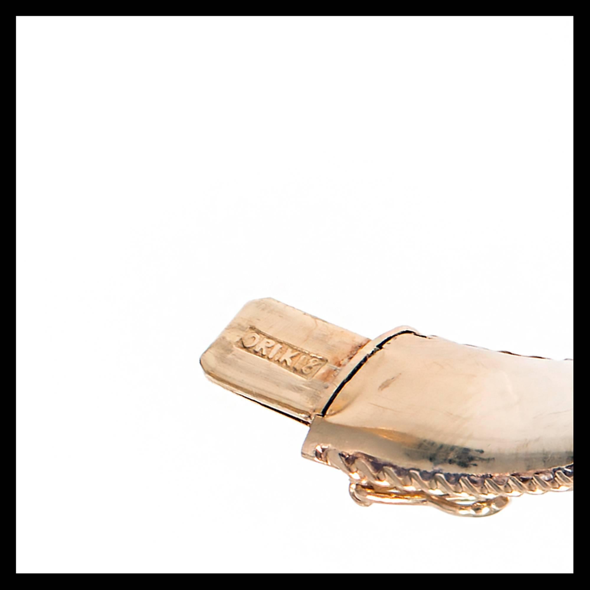 Sapphire Gold Hand Engraved Bangle Bracelet   1
