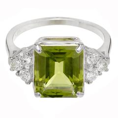 3.93 Carat Peridot Diamond Gold Engagement Ring 9