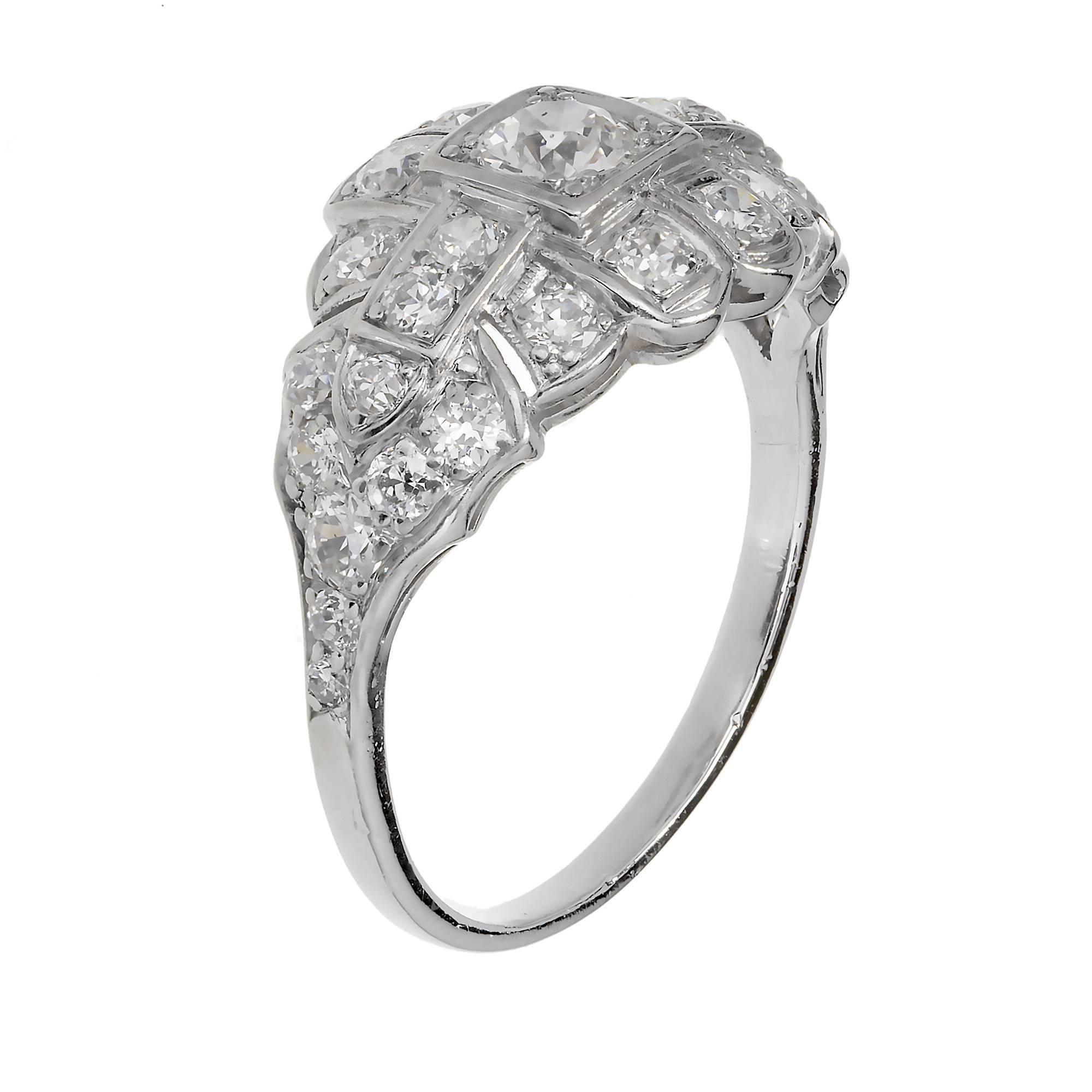 Women's Art Deco .31 Carat Diamond Platinum Dome Engagement Ring