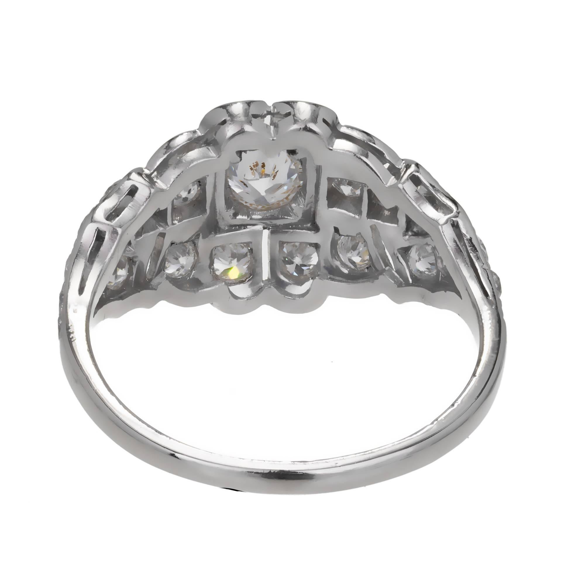 Art Deco .31 Carat Diamond Platinum Dome Engagement Ring 1