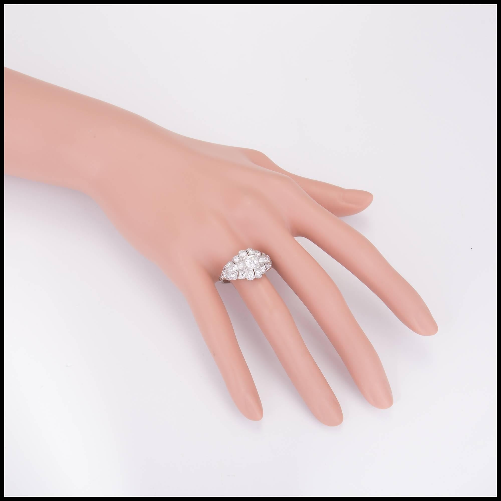 Art Deco .31 Carat Diamond Platinum Dome Engagement Ring 5