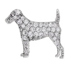  Broche de chien pointue en or avec diamants pavés et rubis de 1,24 carat