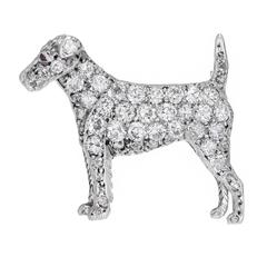 Pave Diamond Ruby Gold Pointer Dog Brooch 4