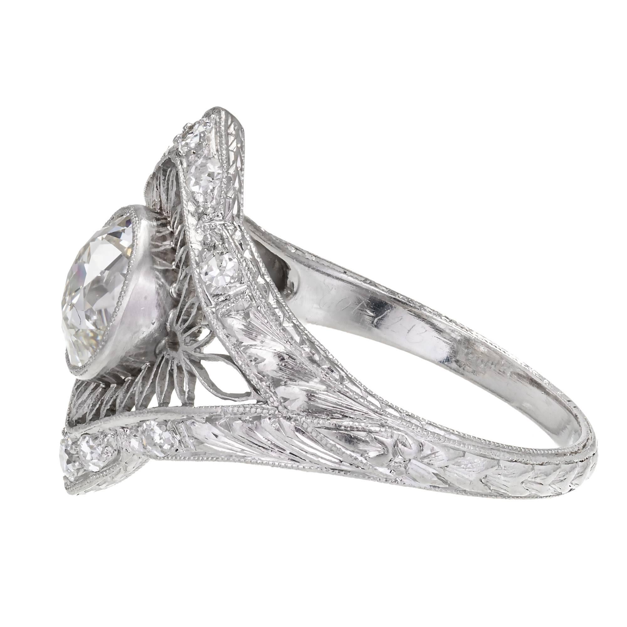Women's 1.02 Carat GIA Certified Edwardian Diamond Platinum Engagement Ring