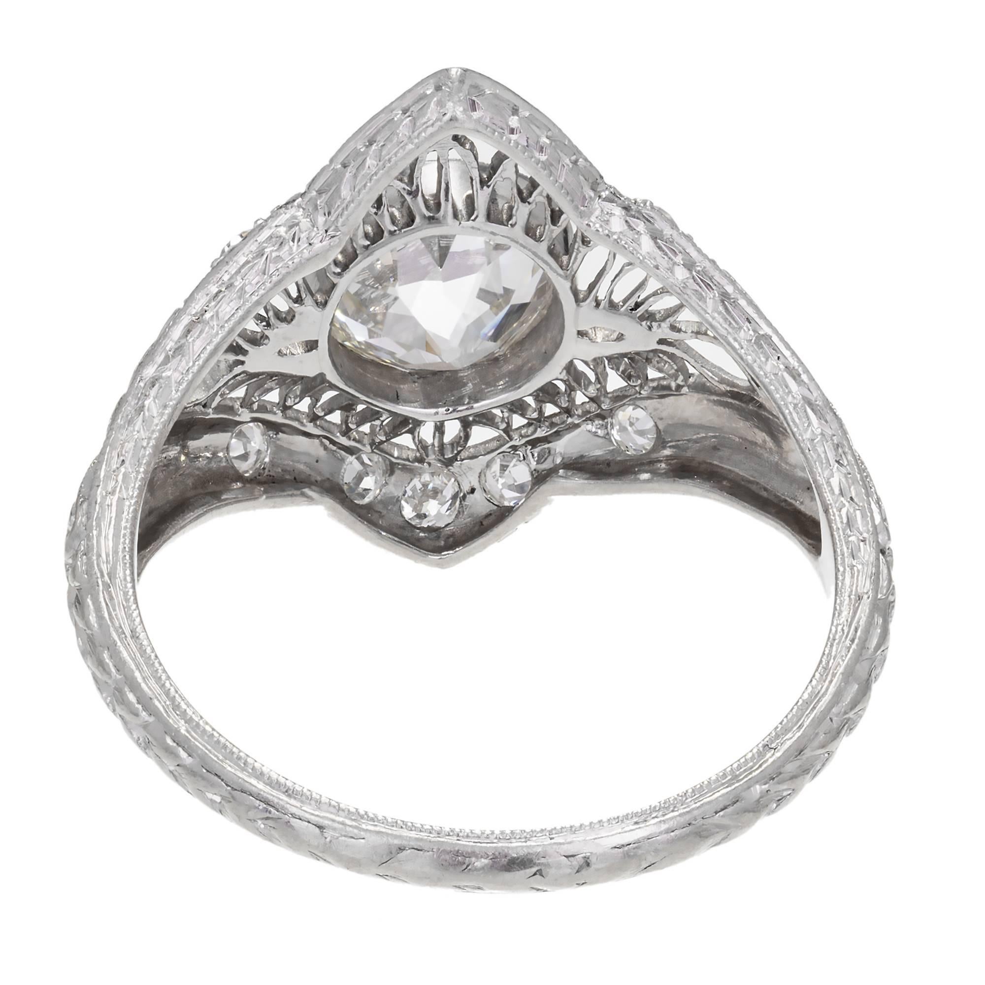 1.02 Carat GIA Certified Edwardian Diamond Platinum Engagement Ring 3