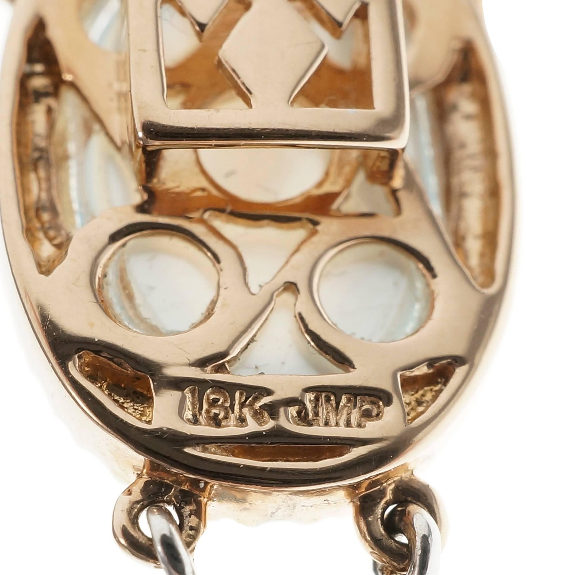 Women's JMP Blue Topaz Mother-of-Pear Diamond Gold Bracelet For Sale