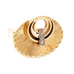 Diamond Gold Oval Textured Cufflinks
