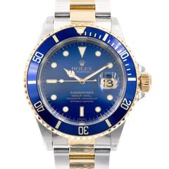 Rolex Gold Stainless Steel Submariner Perpetual Date Wristwatch Ref 16613
