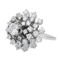 EGL Certified 2.85 Carat Diamond Dome Gold Cluster Cocktail Ring