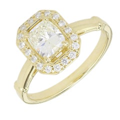 Peter Suchy Diamond Elongated Cushion Cut Halo Gold Engagement Ring