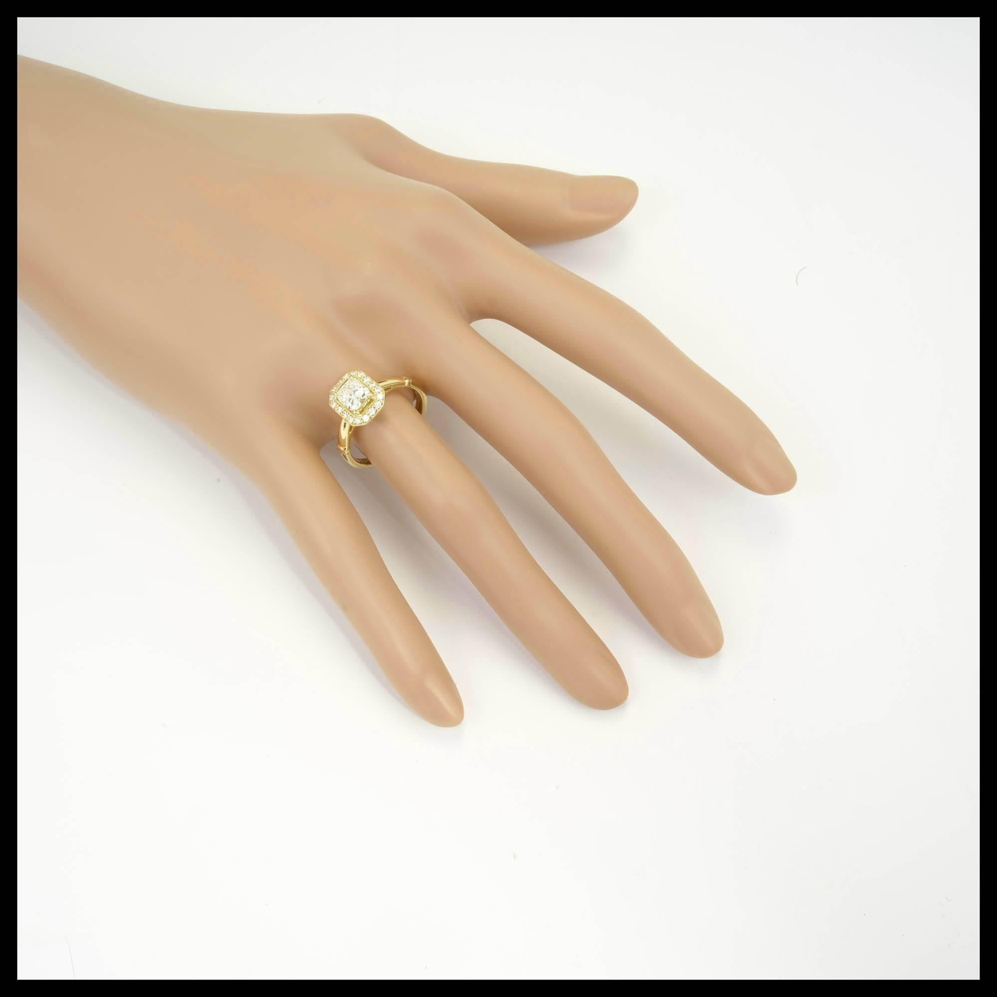 Women's Peter Suchy Diamond Elongated Cushion Cut Halo Gold Engagement Ring