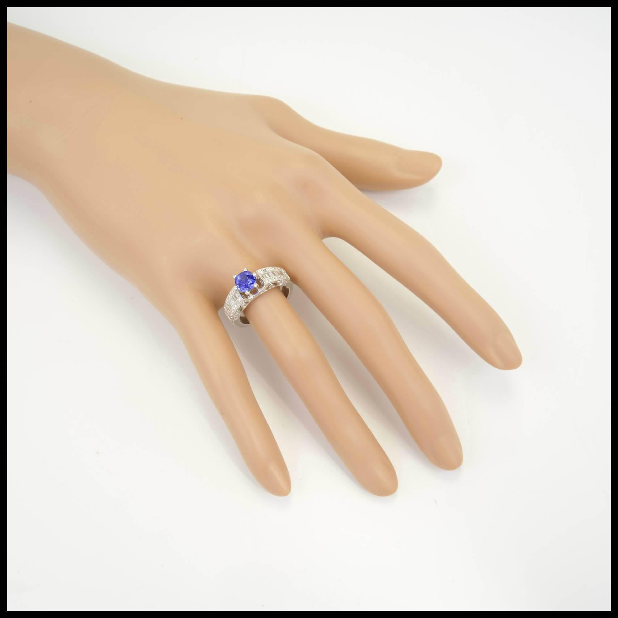 1.10 Carat Sapphire Diamond Gold Engagement Ring 1