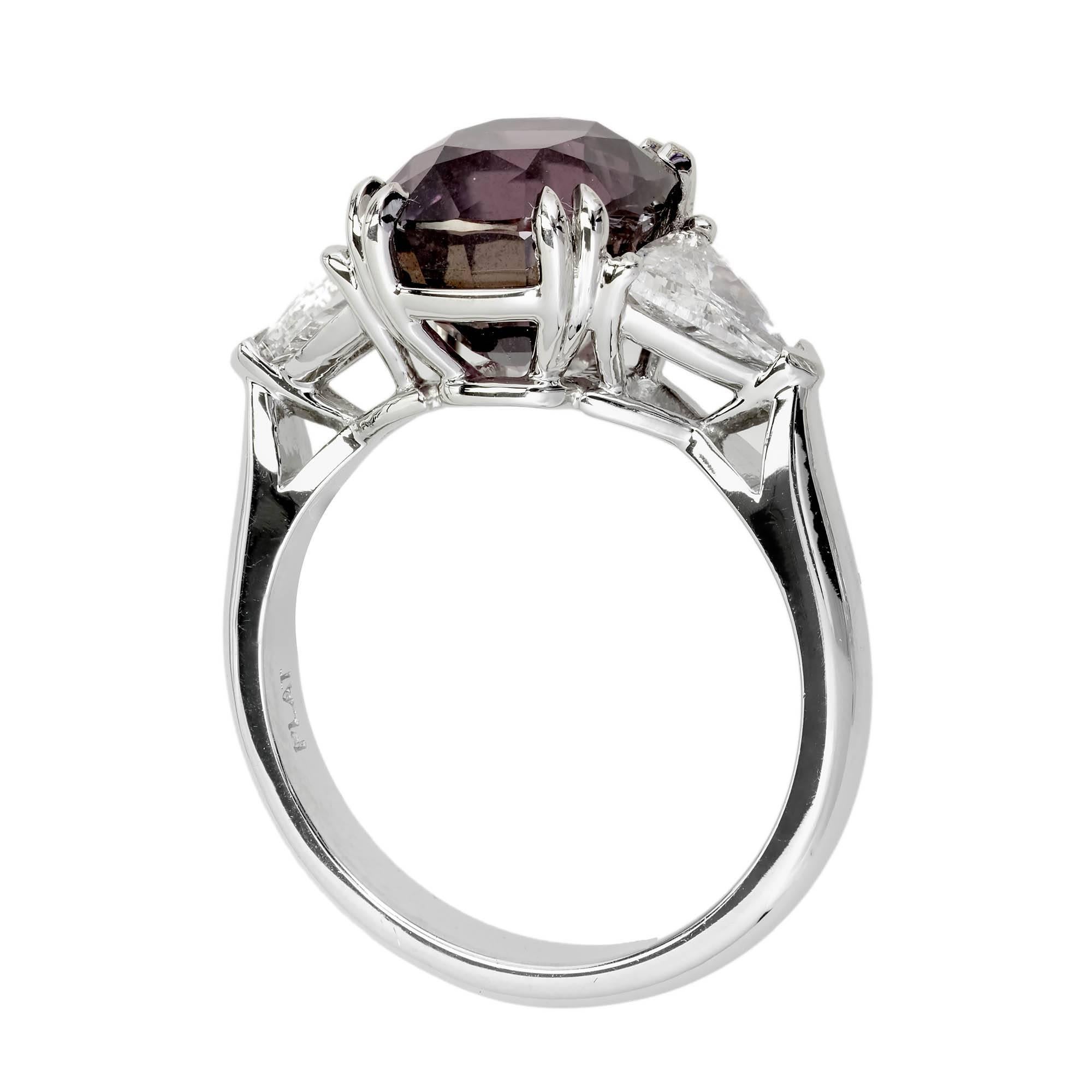 Cushion Cut Peter Suchy GIA 5.69 Carat Purple Sapphire Diamond Platinum Engagement Ring For Sale