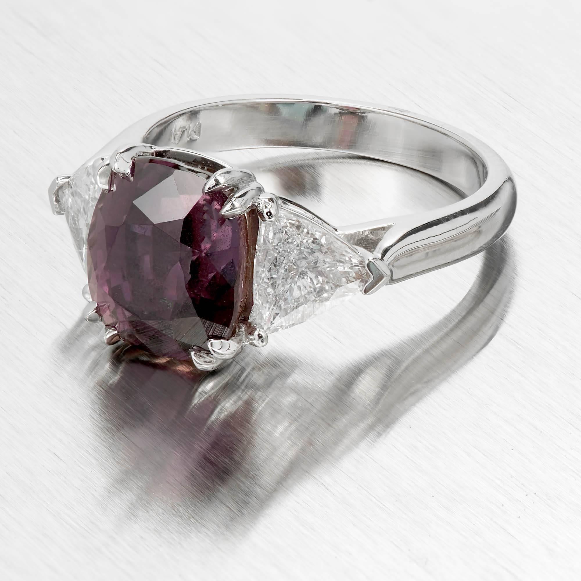 Women's Peter Suchy GIA 5.69 Carat Purple Sapphire Diamond Platinum Engagement Ring For Sale