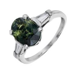 GIA Certified 4.05 Carat Sapphire Diamond Platinum Three-Stone Engagement Ring 8