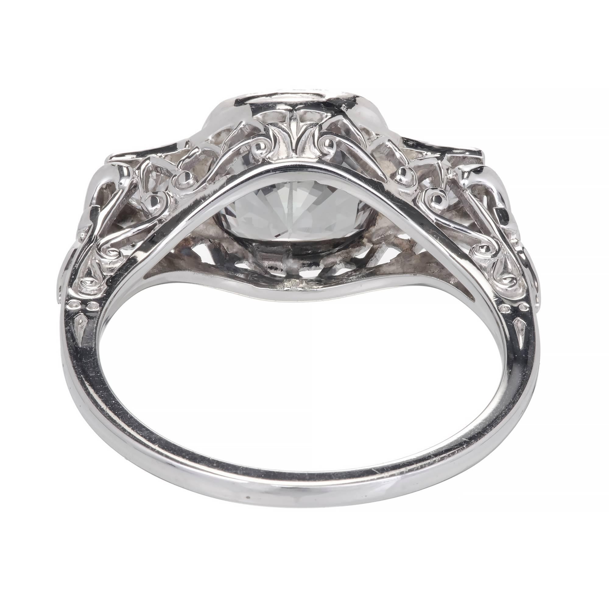 1930s 2.42 Carat Alexandrite Diamond Gold Platinum Filigree Engagement Ring 3