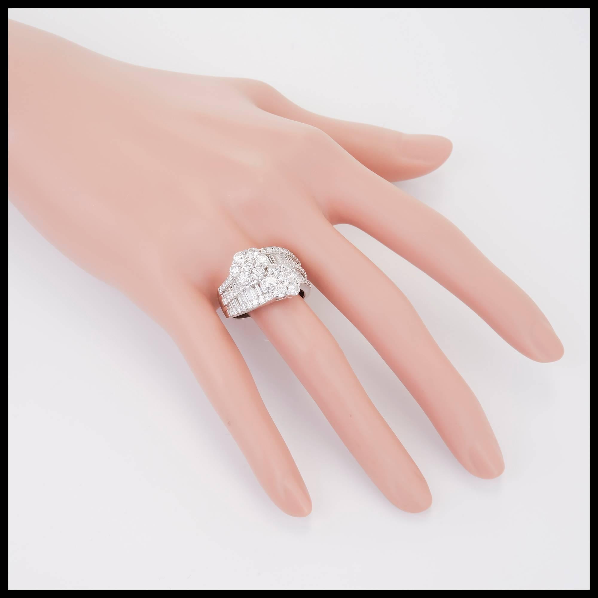 Women's 3.62 Carat Diamond Cluster Bypass White Gold Cocktail Ring