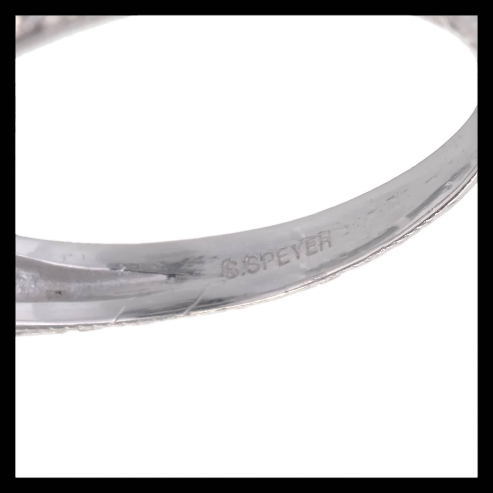 Women's Peter Suchy 1.58 Carat Diamond Three-Stone Platinum Engagement Ring For Sale