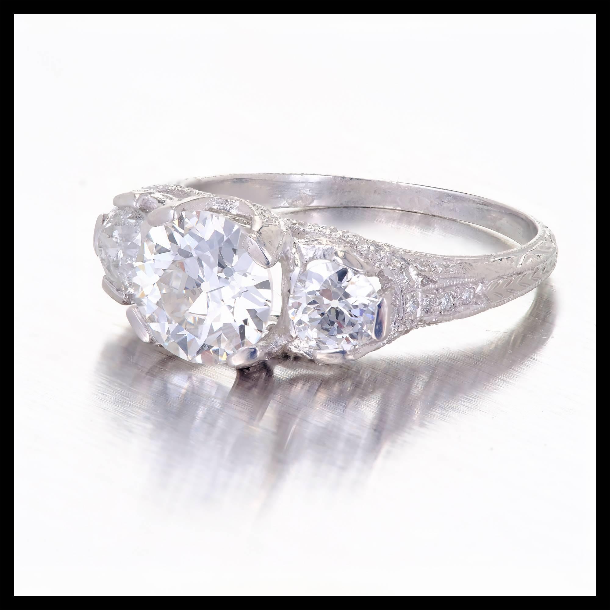Peter Suchy 1.58 Carat Diamond Three-Stone Platinum Engagement Ring For Sale 1