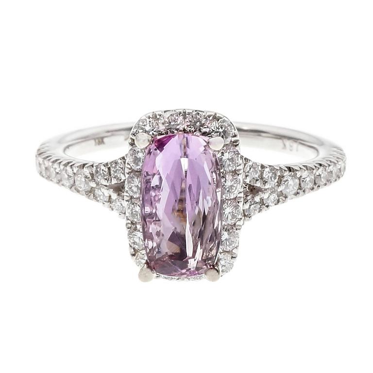GIA Certified 1.44 Carat Pink Topaz Diamond Halo Gold Engagement Ring ...