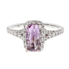 GIA Certified 1.44 Carat Pink Topaz Diamond Halo Gold Engagement Ring 12