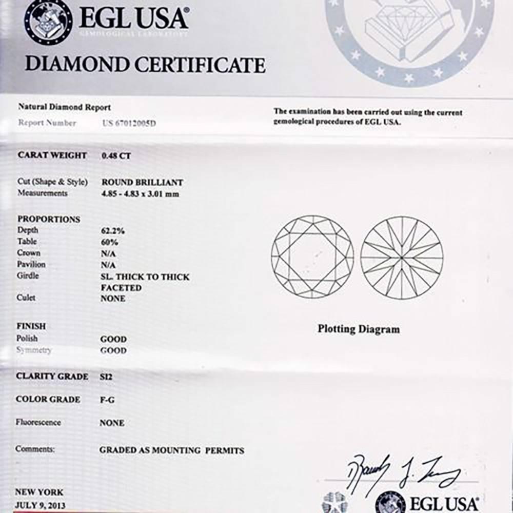EGL Certified 1.06 Carat Diamond Three-Stone Gold Engagement Ring 3