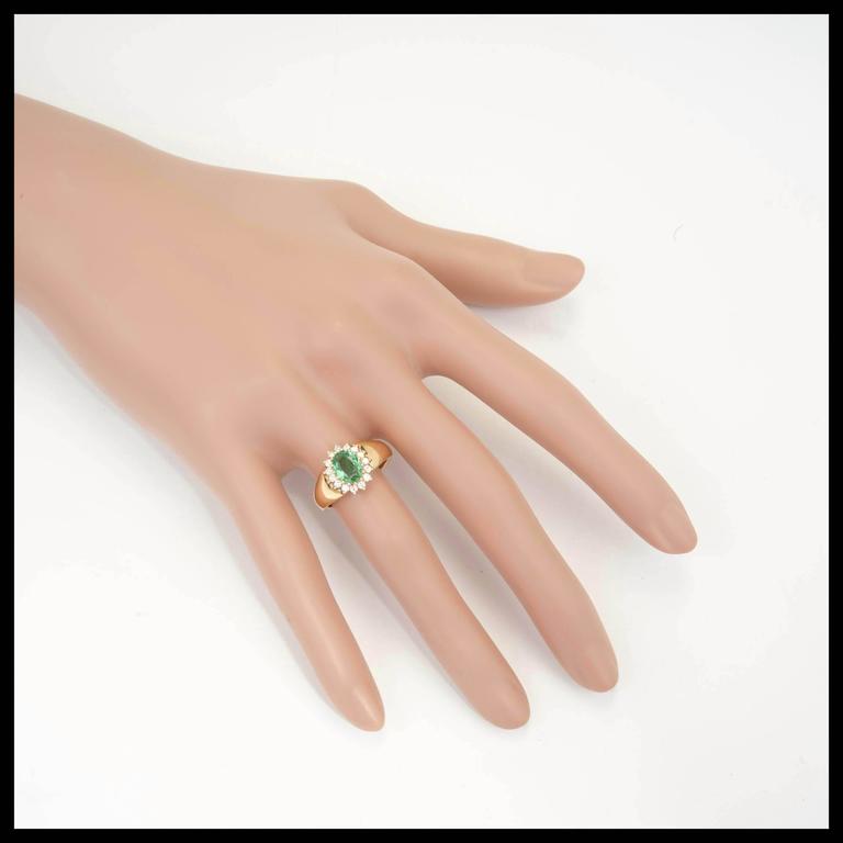 Butler Gold Diamond Rings Alfred Butler 1.24 Carat Oval Emerald Diamond Halo Gold Engagement Ring ...