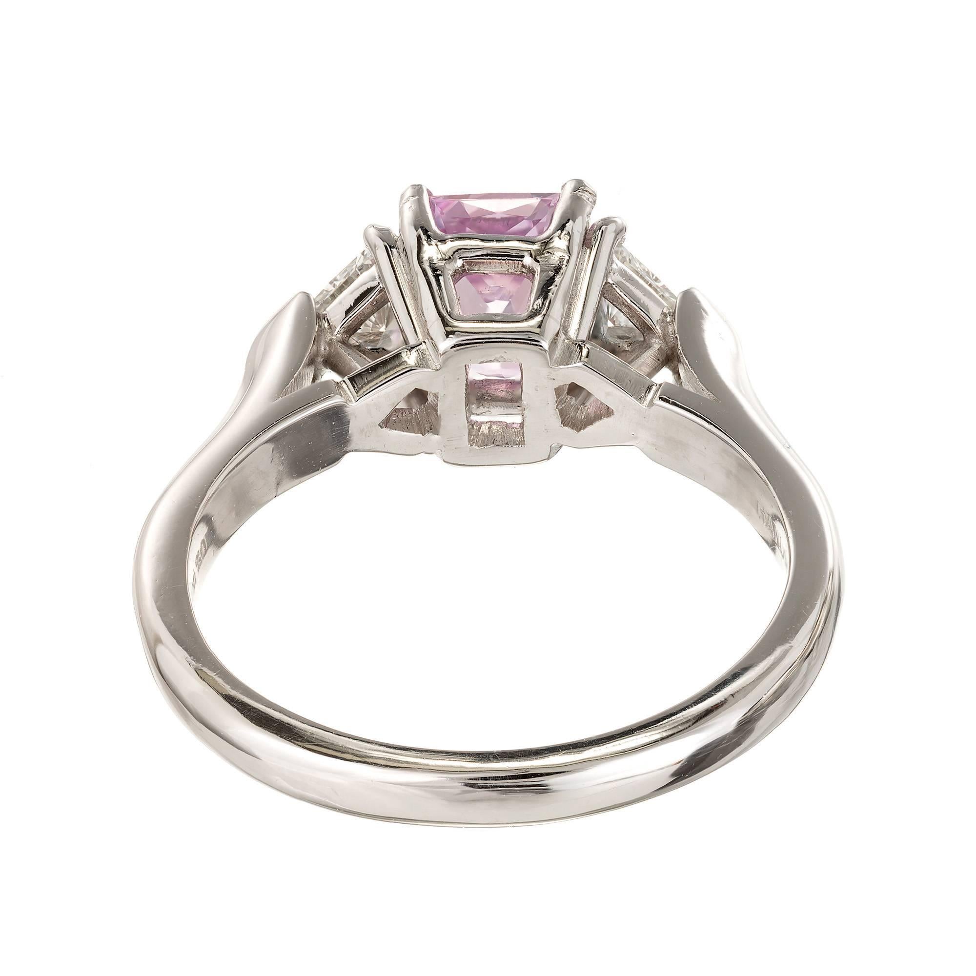 GIA Certified 1.26 Carat Natural Pink Sapphire Diamond Platinum Engagement Ring 2