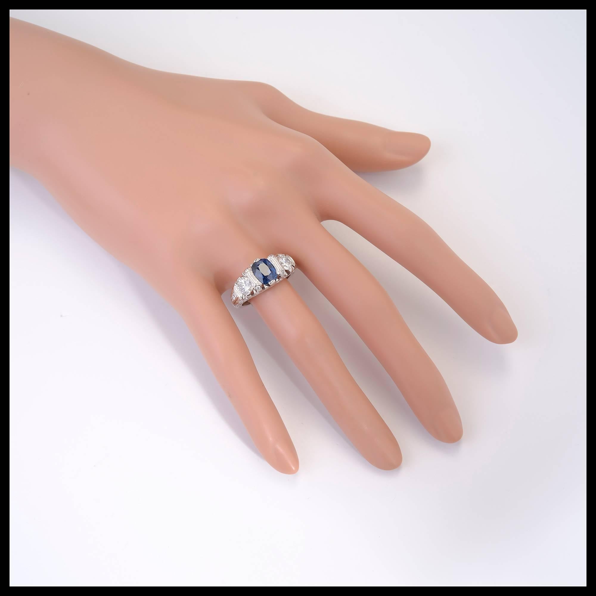 Peter Suchy Natural Sapphire Diamond Platinum Engagement Ring 1