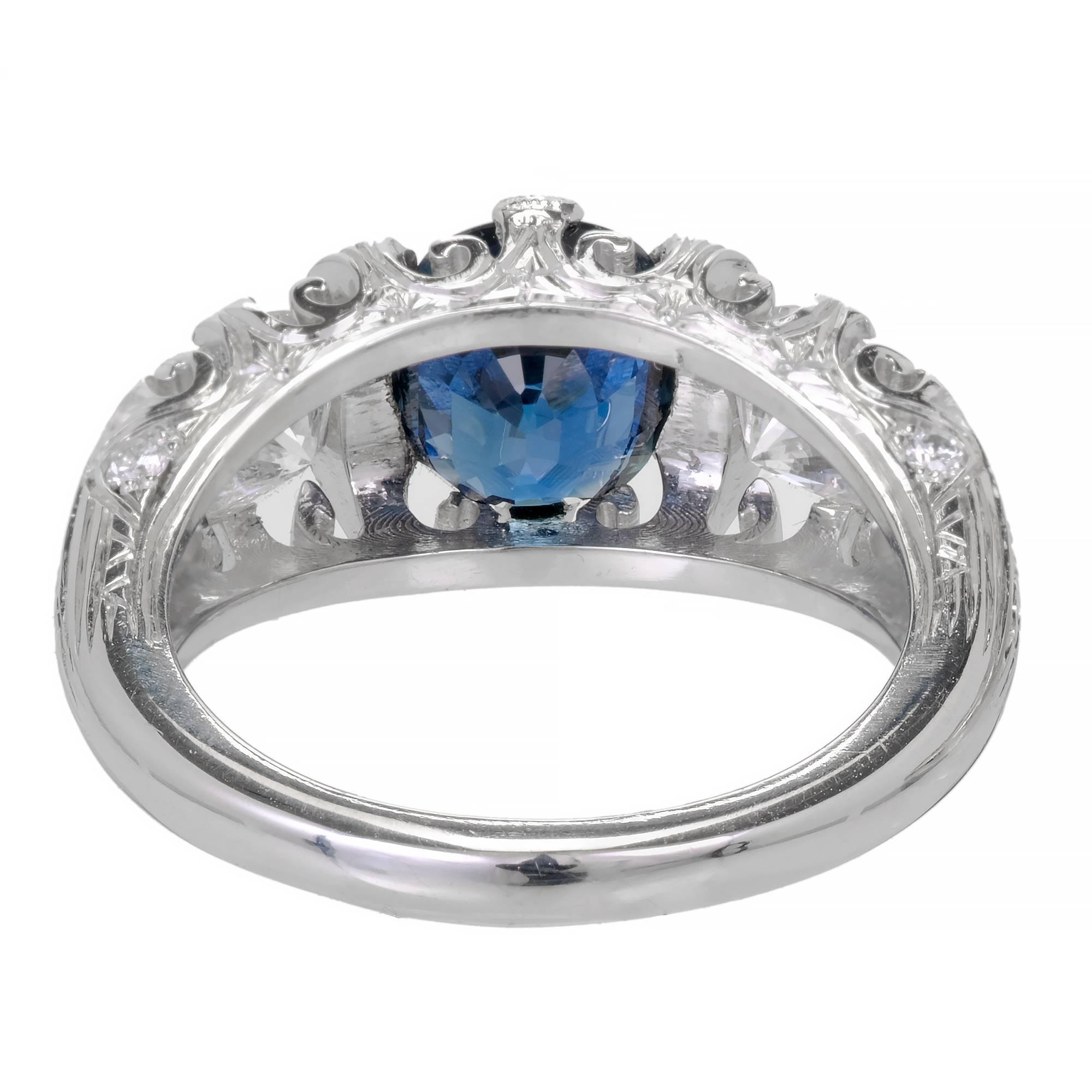 Peter Suchy Natural Sapphire Diamond Platinum Engagement Ring 3