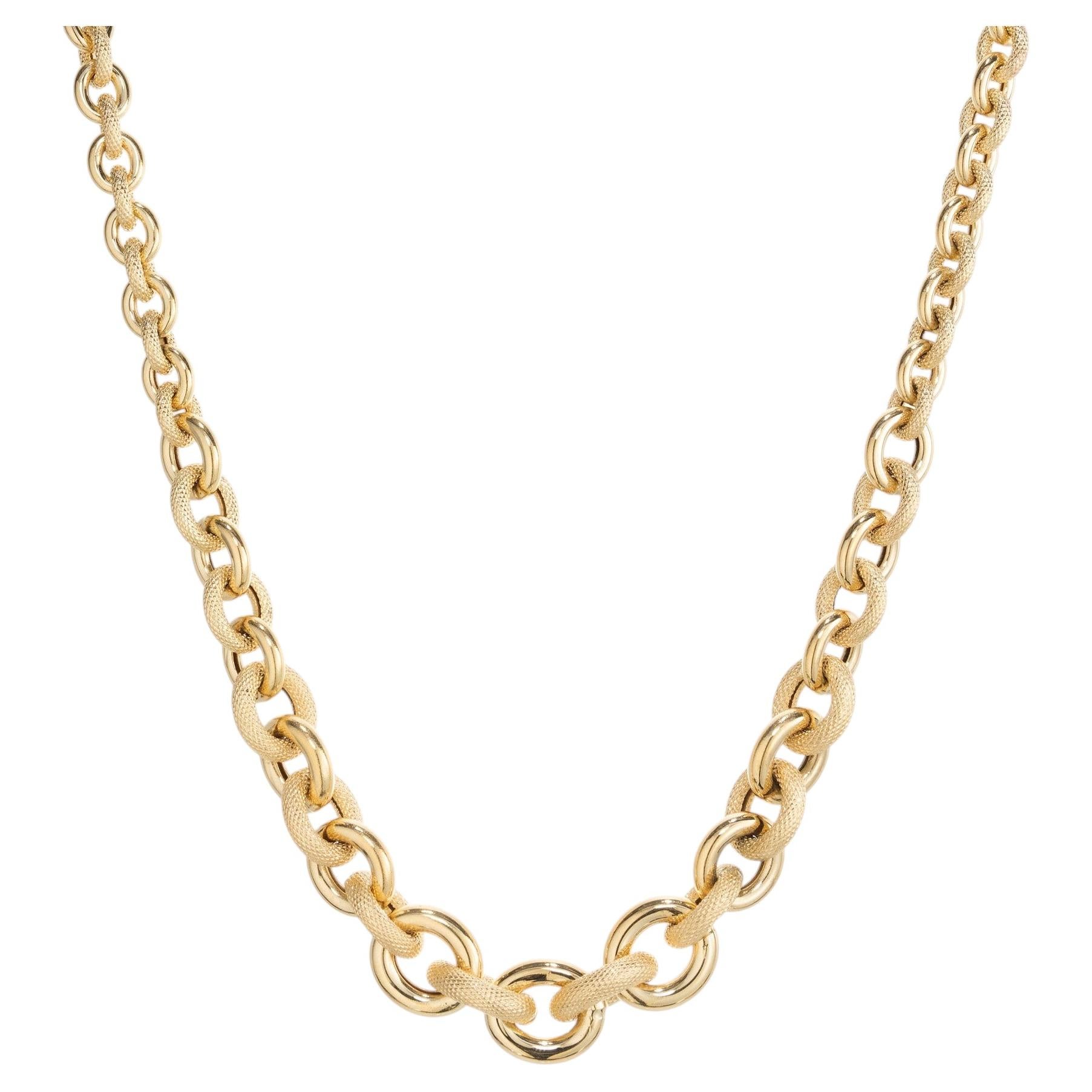 Collana con maglie di dimensioni variabili in oro giallo 14k, 17 pollici