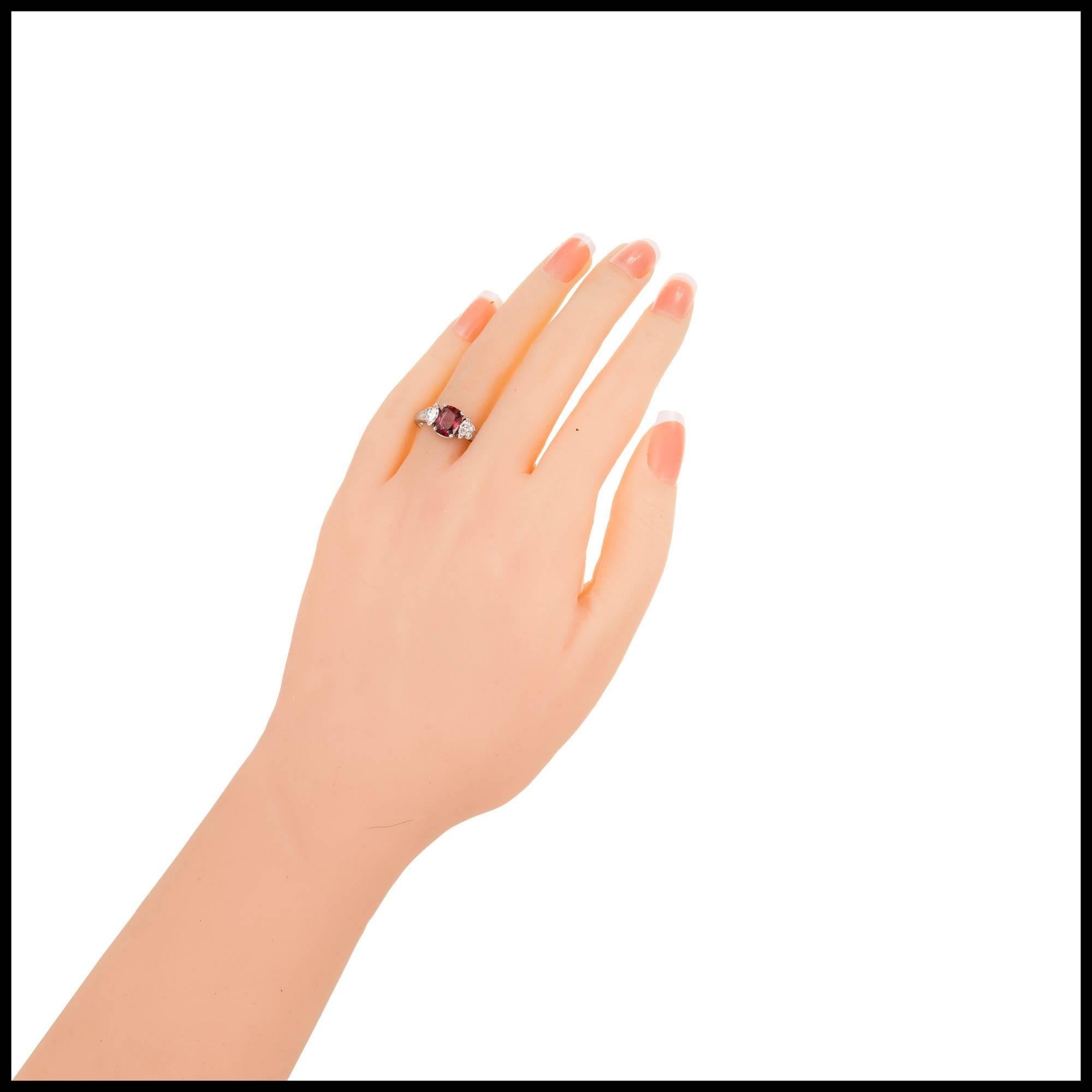 Women's Dana 1.39 Carat Orange Red Spinel Diamond Gold Three-Stone Engagement Ring For Sale