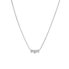 .98 Carat Round Diamond 18k White Gold Three Stone Necklace