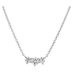 .98 Carat Round Diamond 18k White Gold Three Stone Necklace