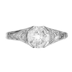 EGL Certified 1.00 Carat Diamond Platinum Art Deco Engagement Ring