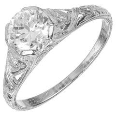 EGL Certified 1.00 Carat Diamond Platinum Art Deco Engagement Ring