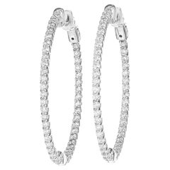 2.00 Carat Round Diamond 14k White Gold Inside Out Hoop Earrings