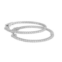 2.00 Carat Round Diamond 14k White Gold Inside Out Hoop Earrings