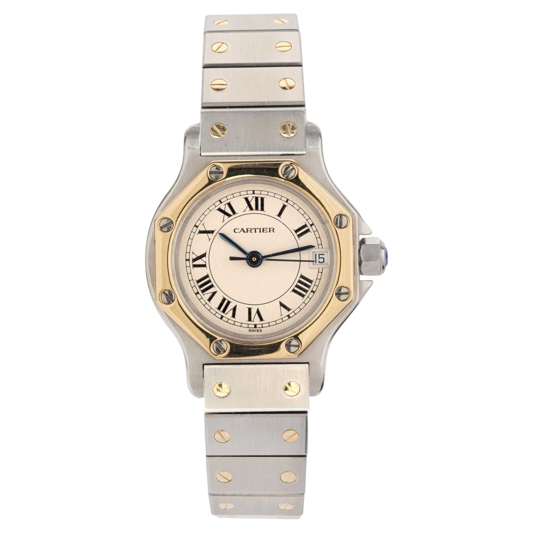Cartier Yellow Gold Stainless Steel Santos Wristwatch