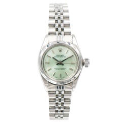 Rolex Ladies Stainless Steel Oyster Perpetual Custom Colored Dial Wristwatch