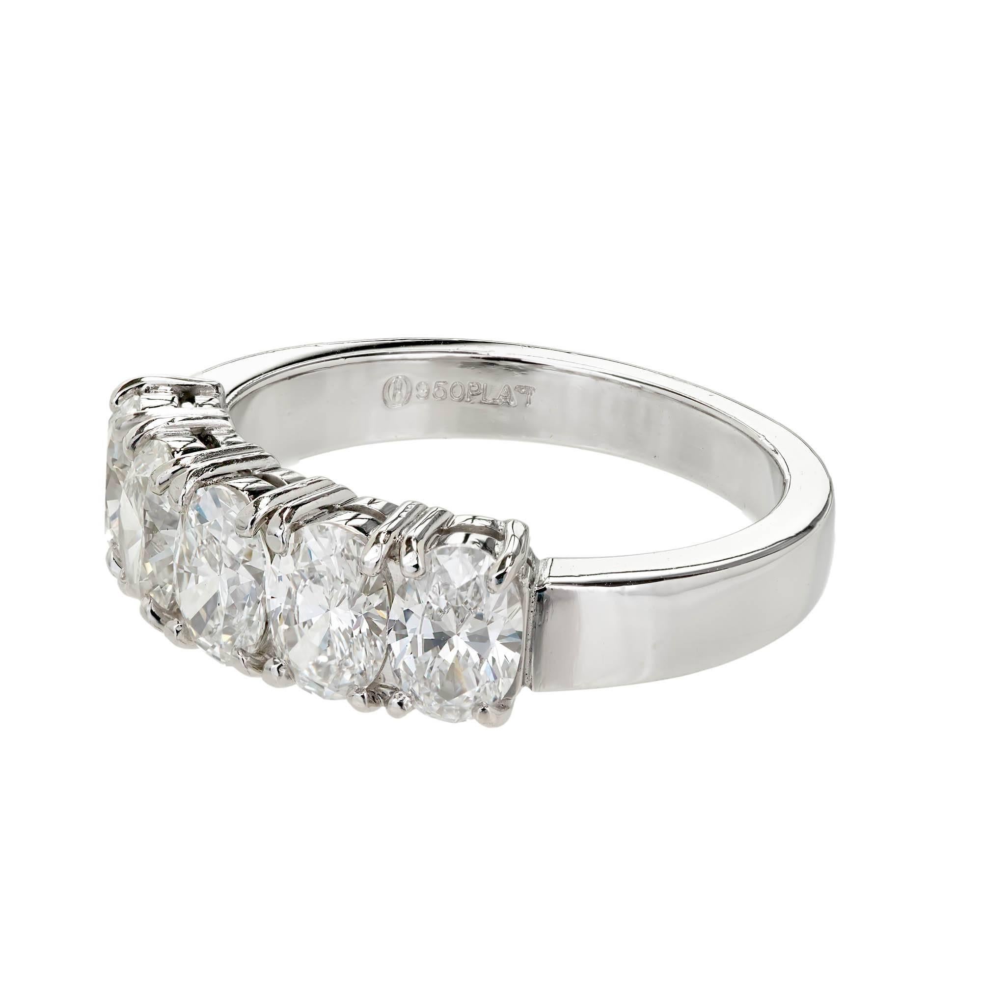 Women's Peter Suchy 2.00 Carat Five Oval Diamond Platinum Band Wedding Ring