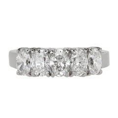 Peter Suchy 2.00 Carat Five Oval Diamond Platinum Band Wedding Ring